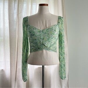 Astr Green floral sweetheart crop top NWT size medium